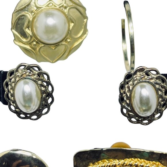 Vintage Lot of 5 Heavy Gold Tone Clip On Earrings (5506) - Picture 5 of 9